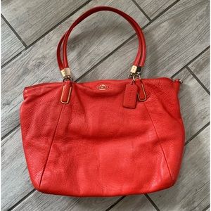 Coach Orange Pebbled Leather Purse